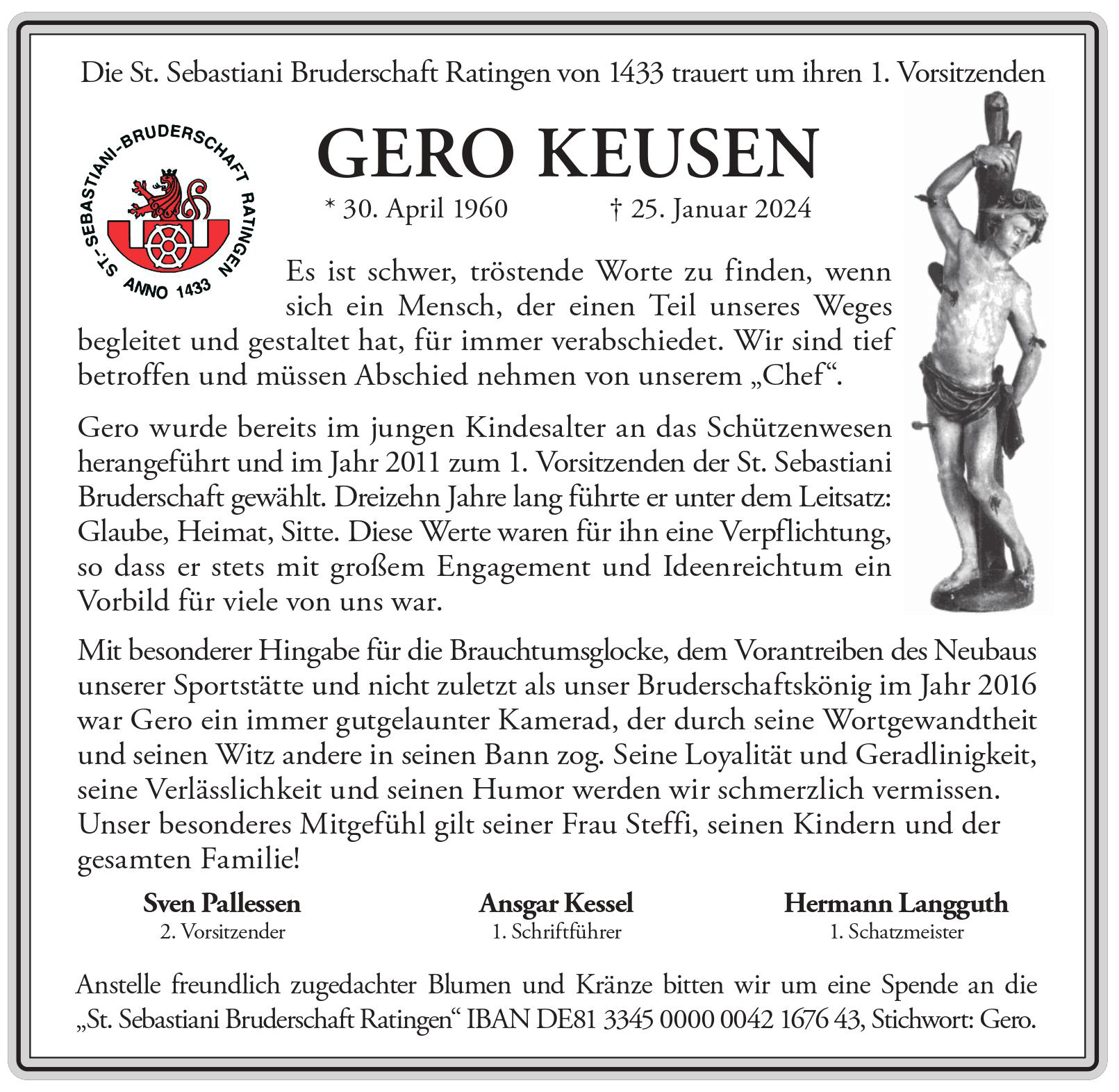 Traueranzeige Gero Keusen